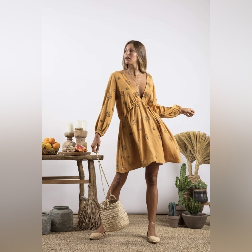 Sundress Solar Embroidered Tie Back Mini Dress XS Small